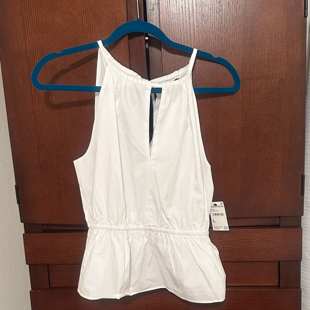 Nordstrom 1.State White Tie Halter Peplum Blouse NWT Medium